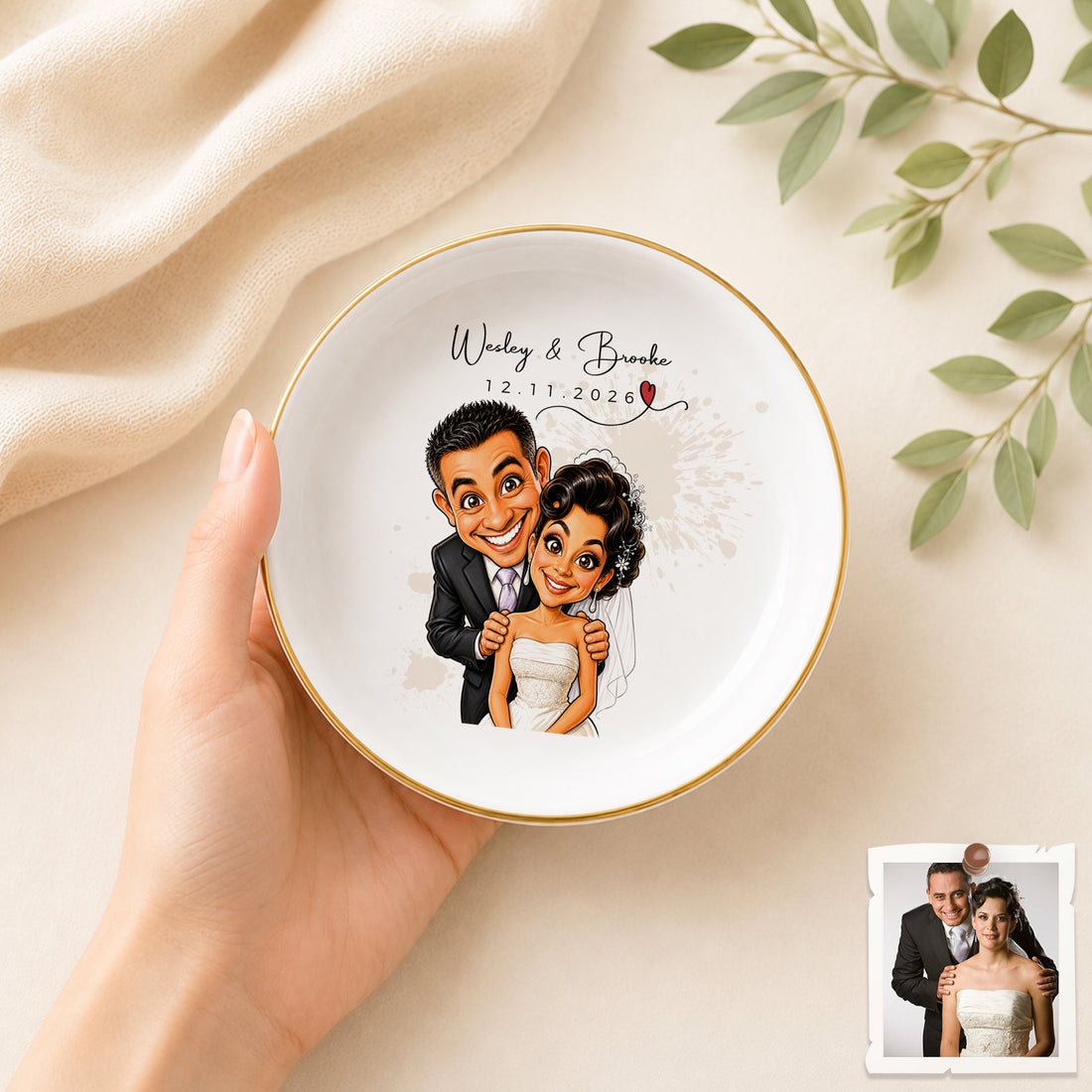 Personalized Pet and Owner Caricature Trinket Dish with Custom Text, Funny Pet Lover Jewelry Keepsake Gift (Copy)