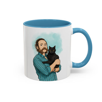 Custom Cat & Owner Sketch Doodle Accent Mug with Personalized Text