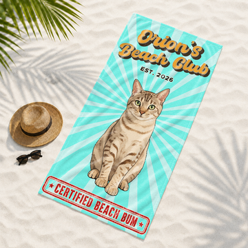 Customized Photo to Pop Art Pet Beach Club Gift for Pet Parent Beach Towel