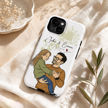 Tough Phone Case for iPhone & Samsung, Personalized Father Funny Doodle Case with Custom Text