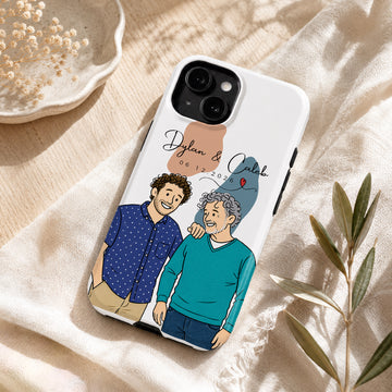 Tough Phone Case for iPhone & Samsung, Personalized Friend Funny Doodle Case with Custom Text