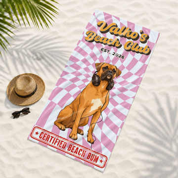 Personalized Pet and Owner Pop Art Beach Towel with Custom Text, Bold Summer Gift for Pet Lovers (Copy)