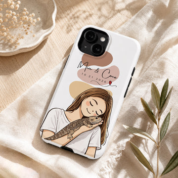 Tough Phone Case for iPhone & Samsung, Personalized Pet Bestie Funny Doodle Case with Custom Text