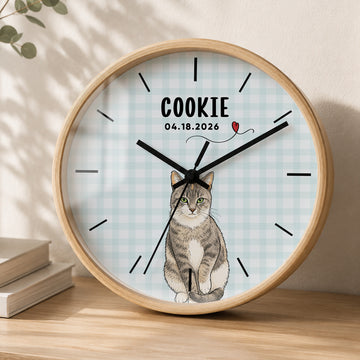 Personalized Pet Sketch Doodle Wall Clock with Custom Text, Custom Pet Portrait Home Decor Gift (Copy)