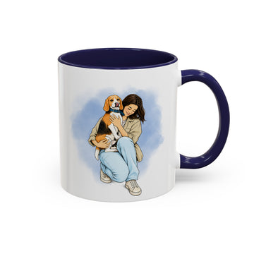 Custom Pet Parent Sketch Doodle Accent Mug with Personalized Text Coffee Cup, 11 oz, 15 oz