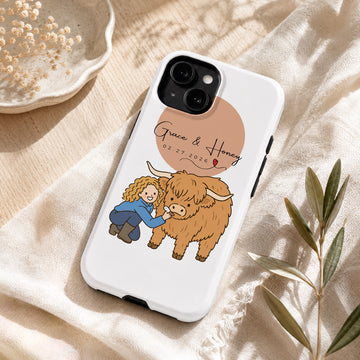 Tough Phone Case for iPhone & Samsung, Custom Pet Parent Funny Doodle Photo Case with Personalized Text