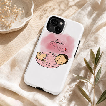 Tough Phone Case for iPhone & Samsung, Personalized Babies Funny Doodle Case with Custom Text