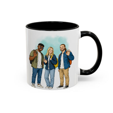 Personalized Friend Sketch Doodle Accent Mug with Custom Text Coffee Cup, 11 oz, 15 oz