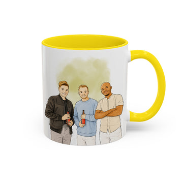 Personalized Friend Watercolor Doodle Accent Mug with Custom Text Coffee Cup, 11 oz, 15 oz