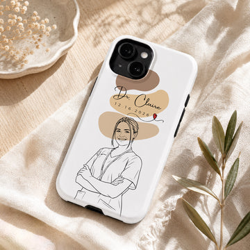 Tough Phone Case for iPhone & Samsung, Personalized Nurse and Vet Detailed Line Art Photo Case with Custom Text