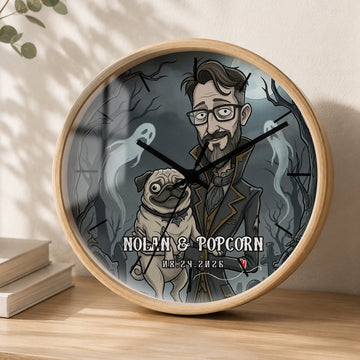 Personalized Your Moment With Pet Into Gothic Art Wall Clock Gift for Pet Parents