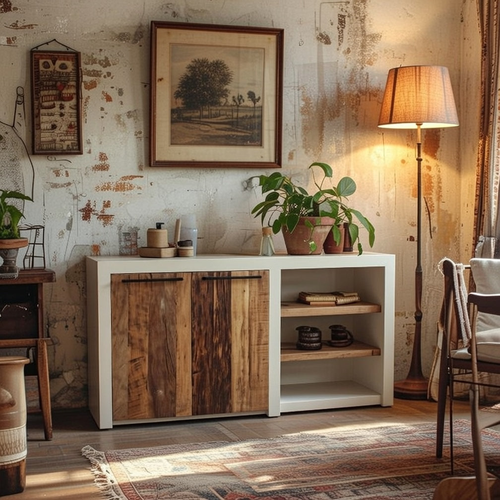 Sideboard Cabinet Wood 160 × 90 × 45 cm Natural Finish Roman Design