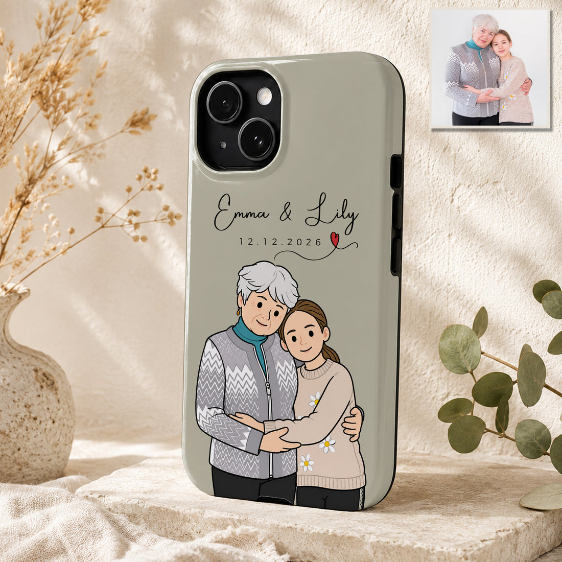 Tough Phone Case for iPhone & Samsung, Personalized Mother Funny Doodle Case with Custom Text