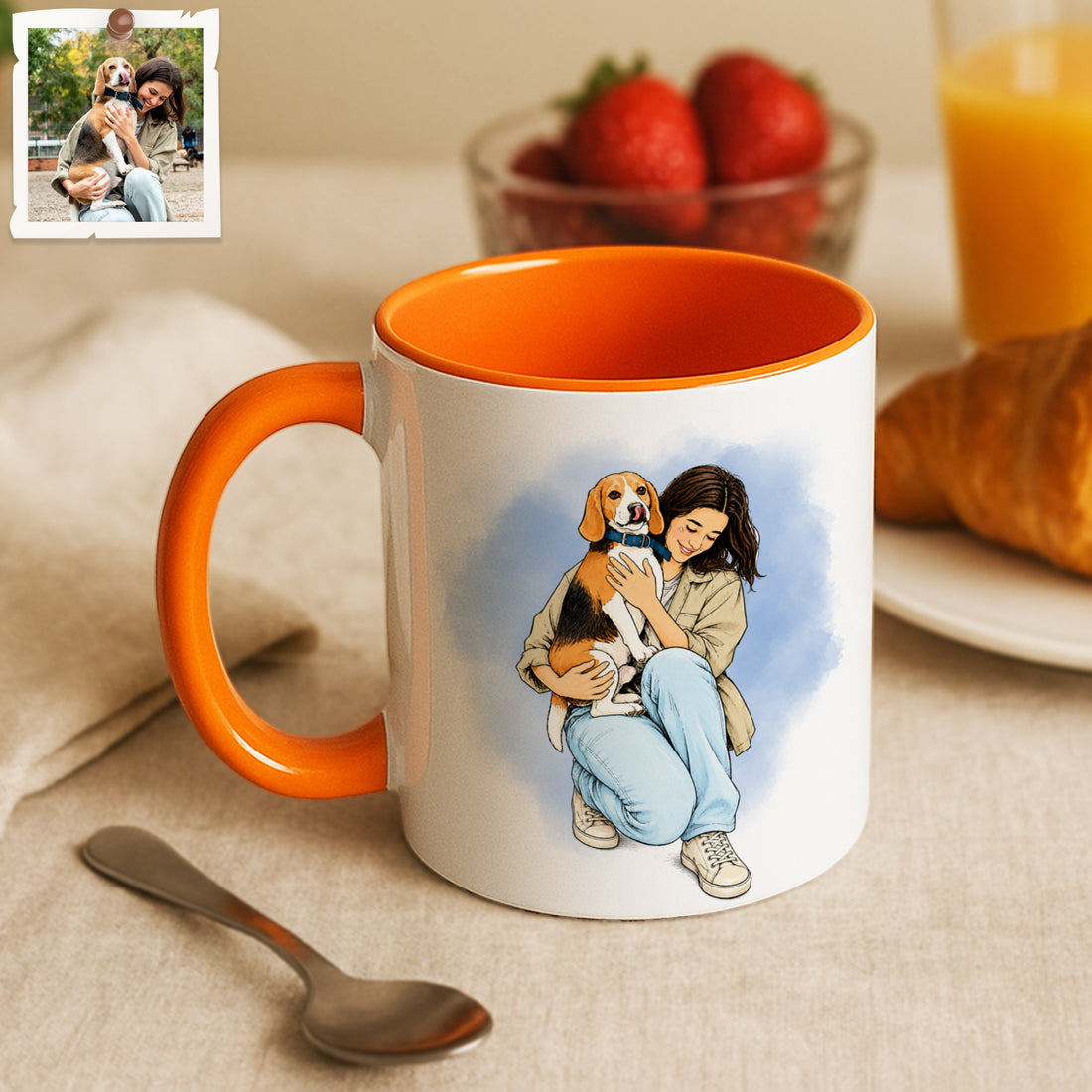Custom Pet Parent Sketch Doodle Accent Mug with Personalized Text Coffee Cup, 11 oz, 15 oz
