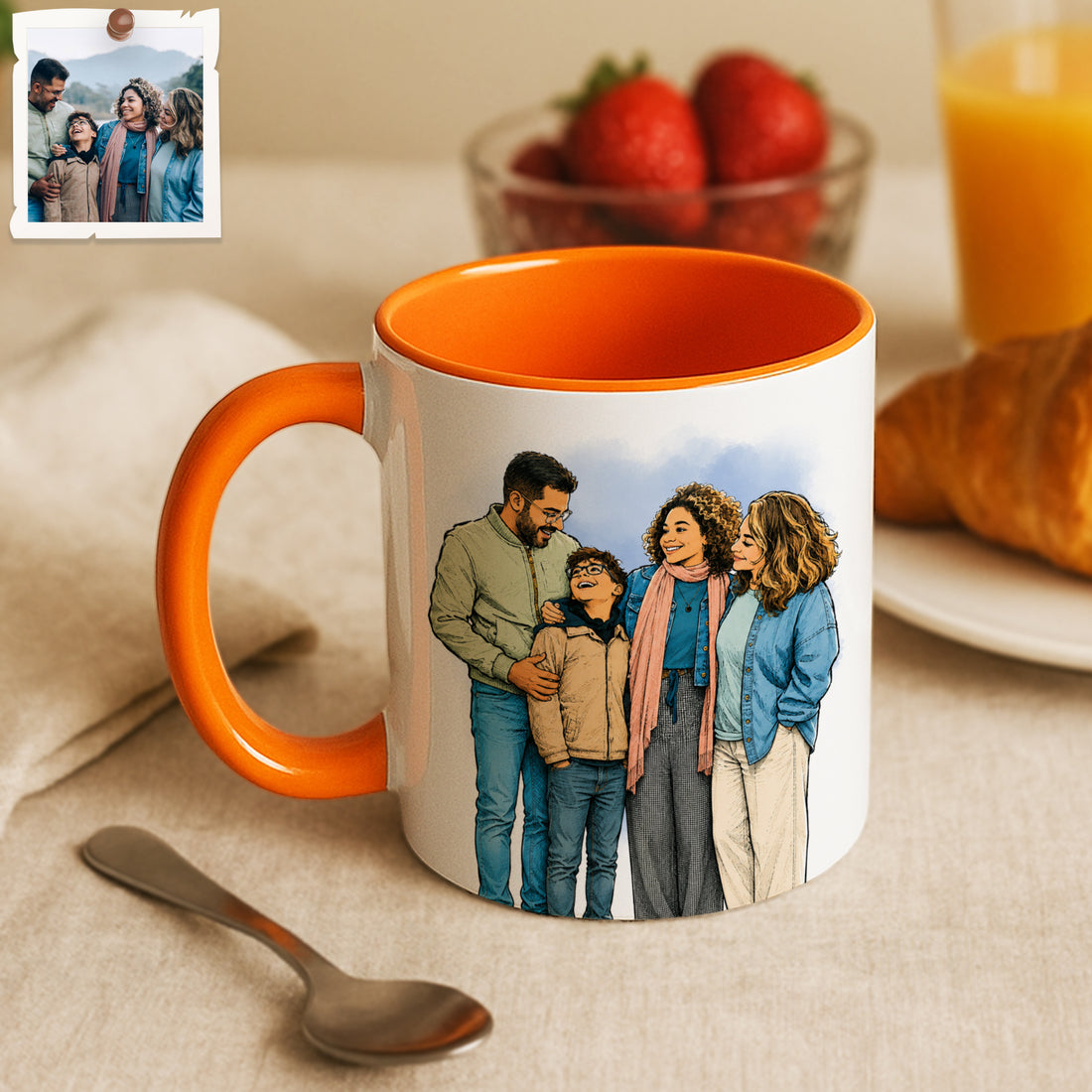 Personalized Family Sketch Doodle Accent Mug with Custom Text Coffee Cup, 11 oz, 15 oz