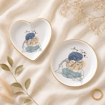 Personalized Family with Grandma and Mom Detailed Line Art Trinket Dish with Custom Text, Custom Family Keepsake Gift