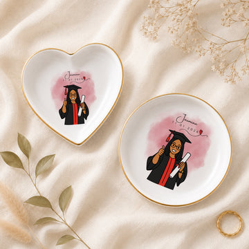 Personalized Graduation Funny Doodle Trinket Dish with Custom Text, Custom Graduate Keepsake Gift