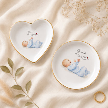 Personalized Baby Watercolor Trinket Dish with Custom Text, Sweet Baby Keepsake Jewelry Holder Gift