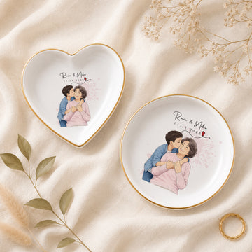 Personalized Mother First Time Mom Anime Illustration Trinket Dish with Custom Text, Custom Mom Keepsake Gift