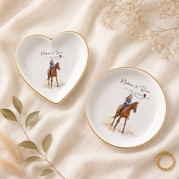 Custom Pet and Owner Watercolor Trinket Dish with Personalized Text, Artistic Pet Memory Jewelry Holder Gift