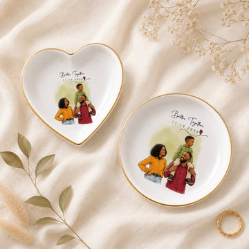 Personalized Big Family Sketch Doodle Trinket Dish with Custom Text, Custom Family Jewelry Keepsake Gift
