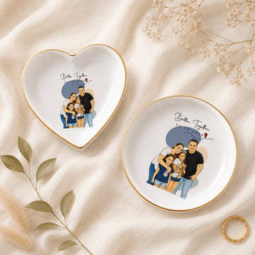 Personalized Big Family Watercolor Doodle Trinket Dish with Custom Text, Custom Family Keepsake Gift