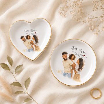 Personalized Big Family Watercolor Trinket Dish with Custom Text, Custom Family Keepsake Jewelry Holder Gift
