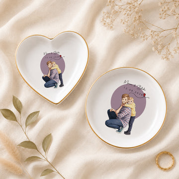 Personalized Father Photo Anime Illustration Trinket Dish with Custom Text, Custom Dad Keepsake Gift