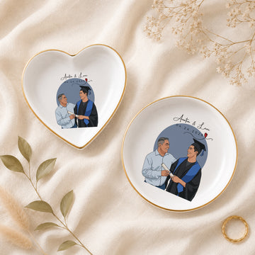 Personalized Graduation Photo Illustration Trinket Dish with Custom Text, Custom Graduate Jewelry Keepsake Gift