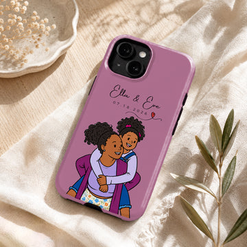 Tough Phone Case for iPhone & Samsung, Personalized Mother Funny Doodle Case with Custom Text