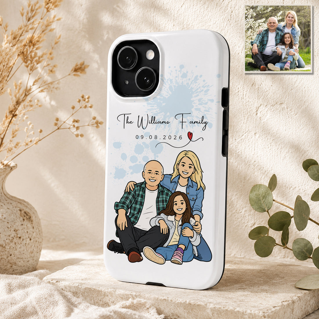 Tough Phone Case for iPhone & Samsung, Personalized Father Funny Doodle Case with Custom Text