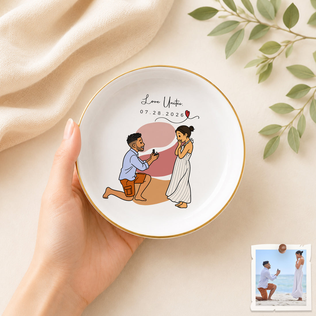 Personalized Couple and Wedding Funny Doodle Trinket Dish with Custom Text, Romantic Jewelry Keepsake Gift