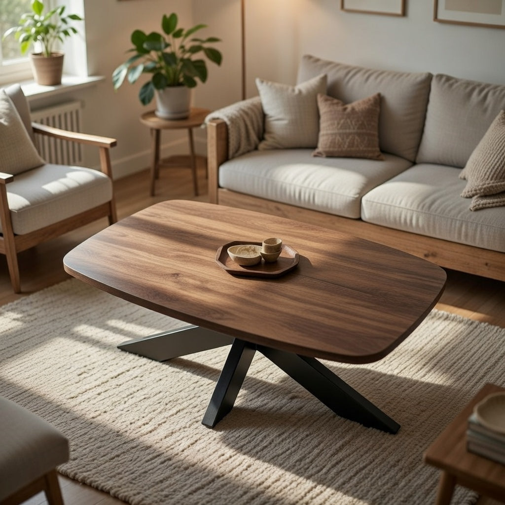 Coffee Table Mango Wood and Metal 120 × 55 cm Espresso Finish Felix Design