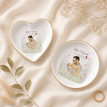 Personalized Baby and Dad Crayon Doodle Trinket Dish with Custom Text, First Time Dad Keepsake Gift