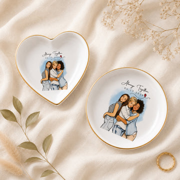 Personalized Friends Sketch Doodle Trinket Dish with Custom Text, Custom Best Friend Jewelry Keepsake Gift