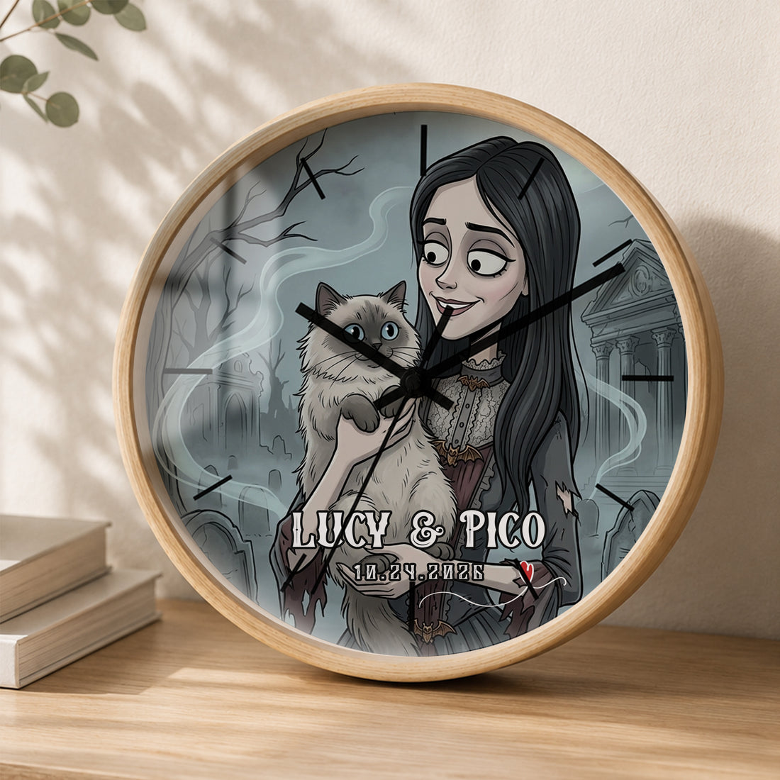 Personalized Your Moment With Pet Into Gothic Art Wall Clock Gift for Pet Parents