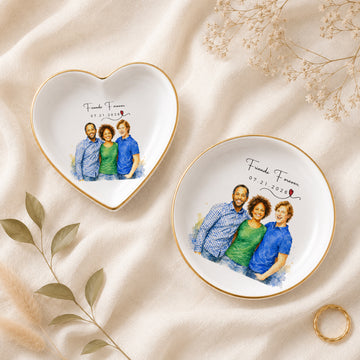 Personalized Friends Watercolor Trinket Dish with Custom Text, Best Friend Jewelry Holder Keepsake Gift