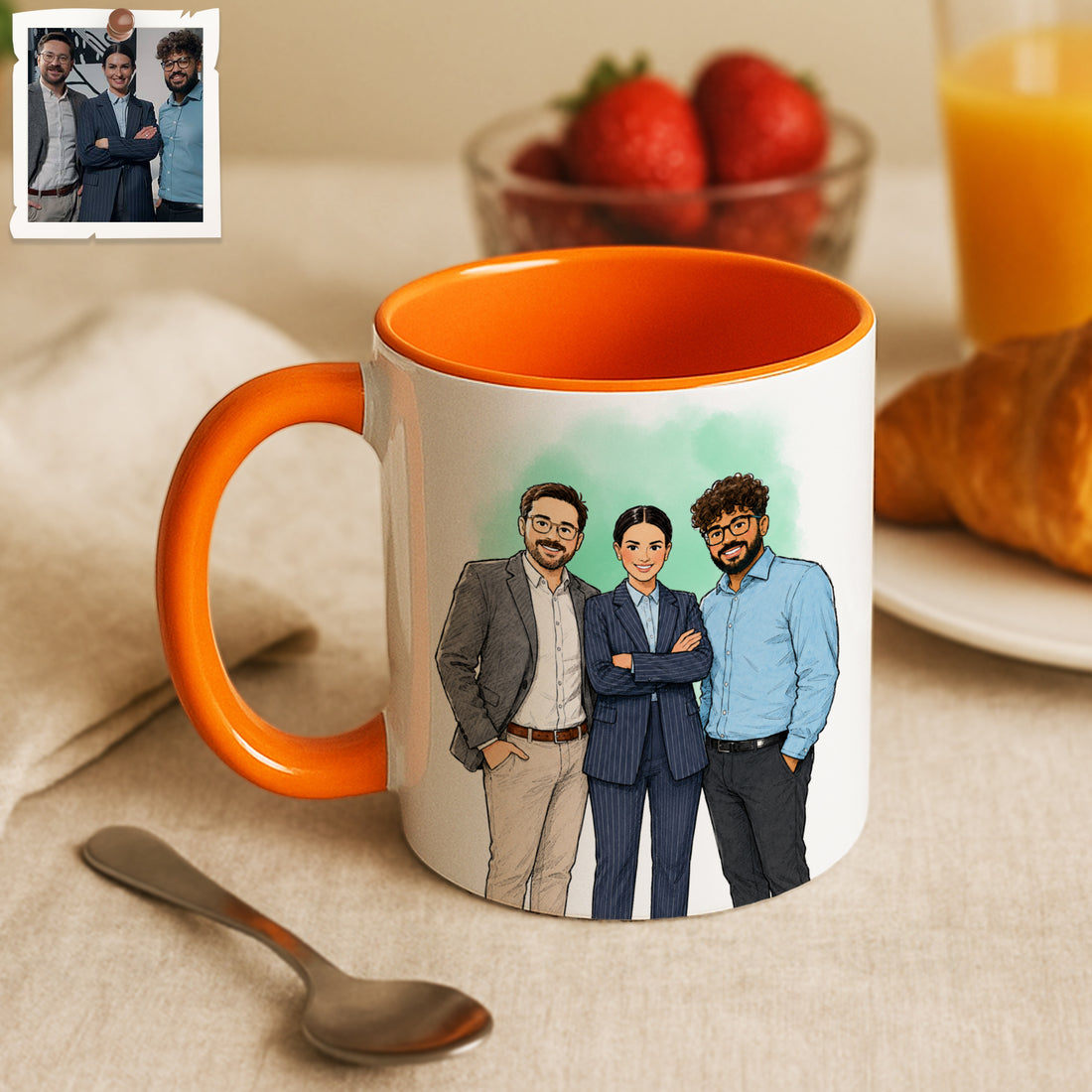 Personalized Friend Sketch Doodle Accent Mug with Custom Text Coffee Cup, 11 oz, 15 oz