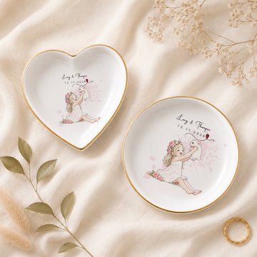 Personalized Pet and Owner Anime Illustration Trinket Dish with Custom Text, Custom Pet Lover Keepsake Gift