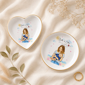 Personalized Baby and Mom Crayon Doodle Trinket Dish with Custom Text, First Time Mom Keepsake Gift