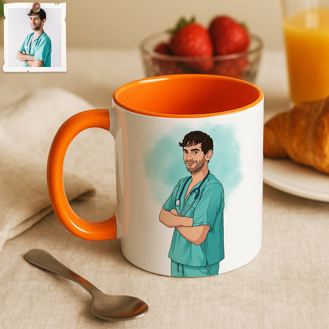 Personalized Nurse or Vet Portrait Illustration Art Accent Mug, Custom Text Coffee Cup, 11 oz, 15 oz
