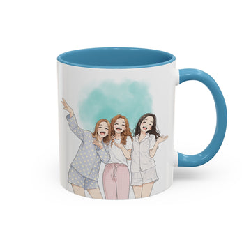 Personalized Friends Portrait Anime Illustration Accent Mug with Custom Text, Best Friend Coffee Cup, 11 oz, 15 oz