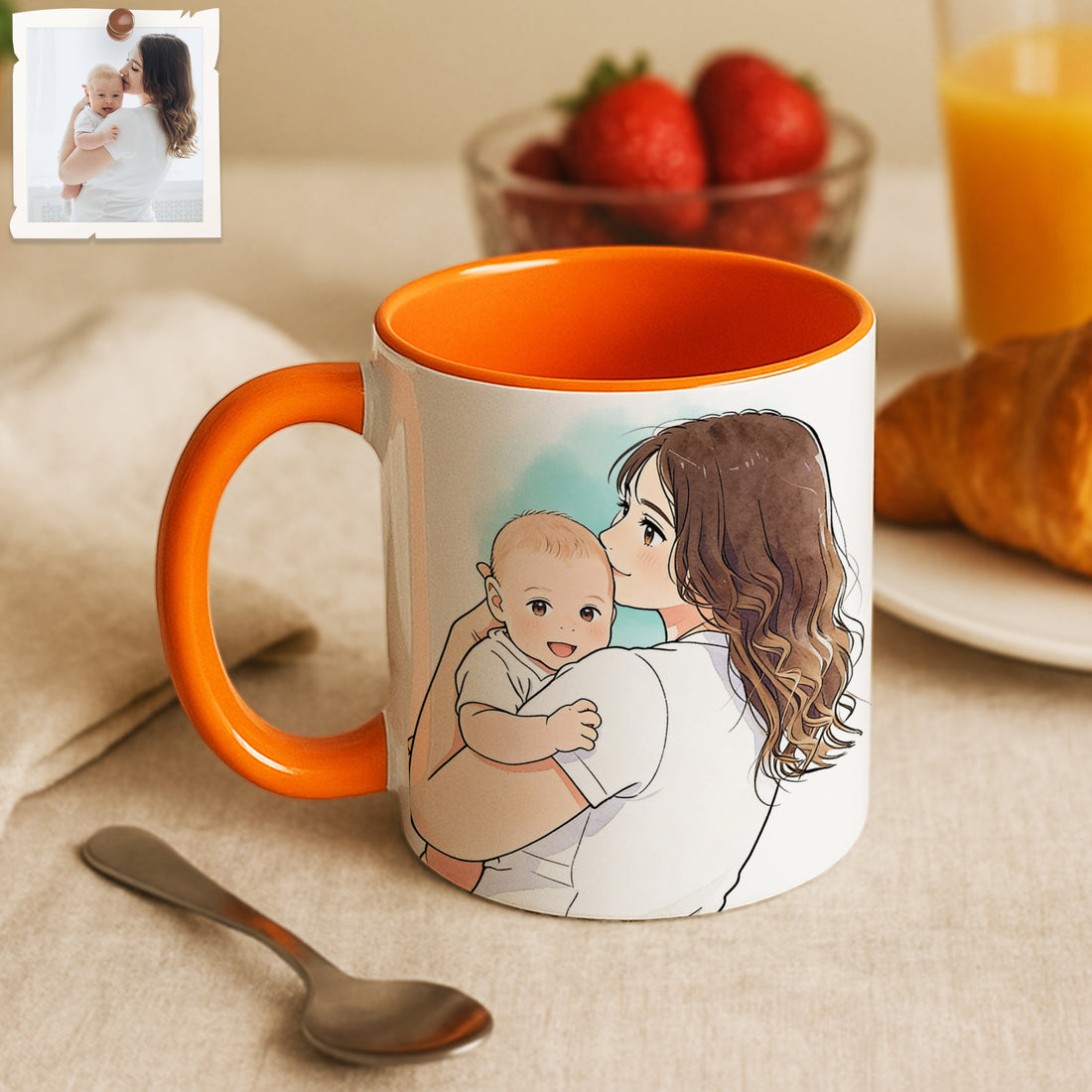 Personalized Baby Anime Illustration Accent Mug, Custom Text Coffee Cup, 11 oz, 15 oz