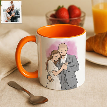 Personalized Engagement or Wedding Funny Doodle Accent Mug, Custom Text Coffee Cup, 11 oz, 15 oz