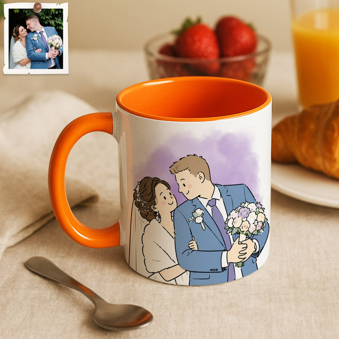 Personalized Engagement or Wedding Funny Doodle Accent Mug, Custom Text Coffee Cup, 11 oz, 15 oz