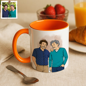 Personalized Friend Portrait Funny Doodle Accent Mug with Custom Text, Best Friend Coffee Cup, 11 oz, 15 oz