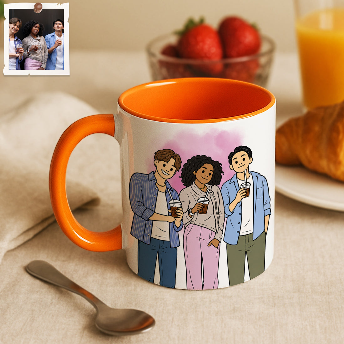 Personalized Friend Portrait Funny Doodle Accent Mug with Custom Text, Best Friend Coffee Cup, 11 oz, 15 oz