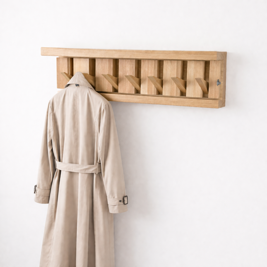Piano Coat Rack – Handcrafted Century-Old Solid Oak with Integrated Shelf