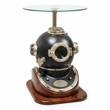 Submarine Coffee Table – Hand-Forged Wrought Iron & Solid Wood with Glass Top