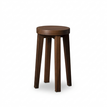 Solid Steamed Walnut Nightstand – Handcrafted Round Side Table & Stool